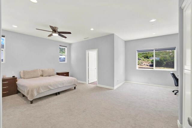 25034 Poderio Dr, Ramona, CA 92065 - bedroom featuring carpet flooring, recessed lighting, baseboards, and ceiling fan