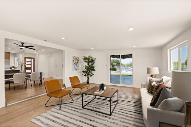 101 Coolwater Dr, San Diego, CA 92114 - living area with recessed lighting, plenty of natural light, light wood-style floors, and a ceiling fan