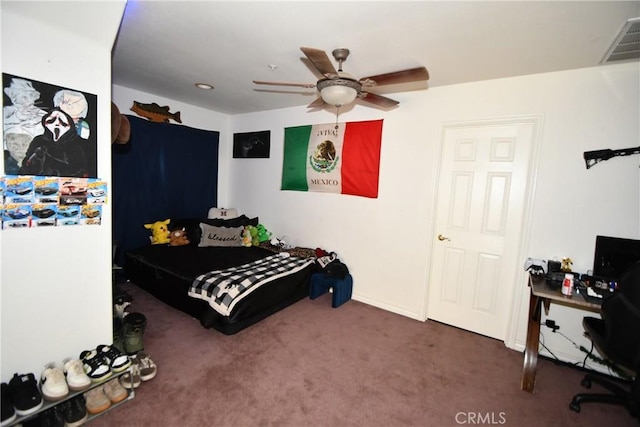 8250 Cataba Rd, Oak Hills, CA 92344 - bedroom with carpet and ceiling fan