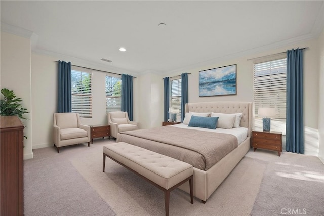 21 Land Bird, Irvine, CA 92618 - bedroom featuring ornamental molding, light colored carpet, baseboards, and recessed lighting