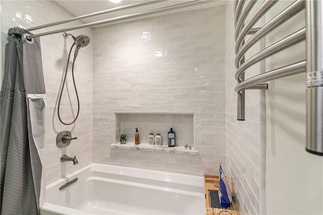 923 Lake Edge Way, Lake Arrowhead, CA 92352 - full bathroom with shower / bath combination with curtain and tile walls