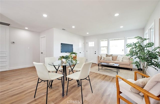 16417 Ivy Ave, Fontana, CA 92335 - dining area with plenty of natural light, light wood-style flooring, recessed lighting, and baseboards