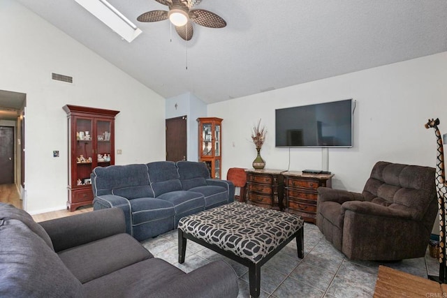 6919 Sandleford Way, San Diego, CA 92139 - living room with ceiling fan and high vaulted ceiling