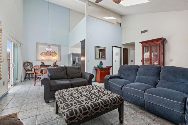 6919 Sandleford Way, San Diego, CA 92139 - living area featuring high vaulted ceiling and a ceiling fan