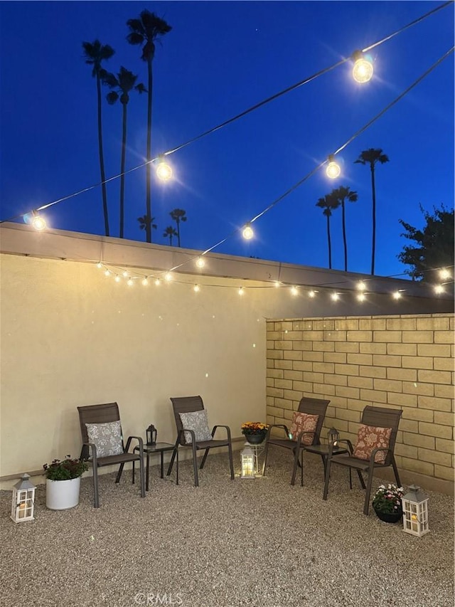 22789 Palm Ave Unit B, Grand Terrace, CA 92313 - patio at twilight featuring a patio area