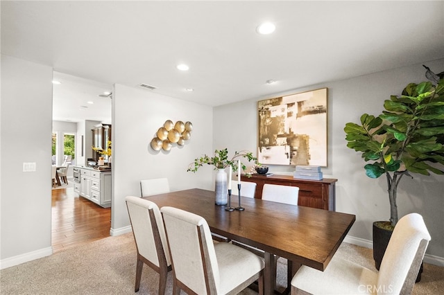 3016 Milagro Way, Fullerton, CA 92835 - dining room featuring light carpet, recessed lighting, and baseboards