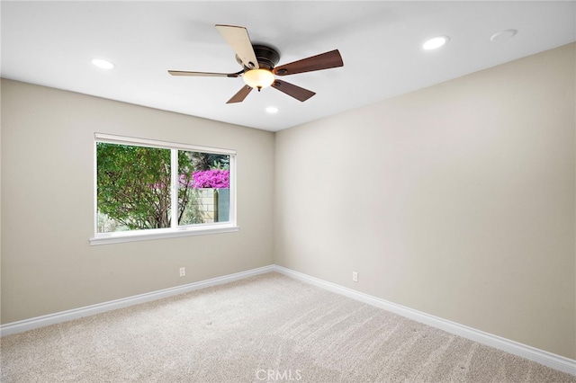 3016 Milagro Way, Fullerton, CA 92835 - spare room with a ceiling fan, recessed lighting, baseboards, and carpet flooring