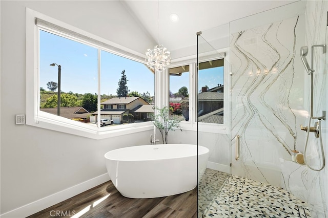 3016 Milagro Way, Fullerton, CA 92835 - bathroom featuring baseboards, healthy amount of natural light, wood finished floors, vaulted ceiling, and recessed lighting