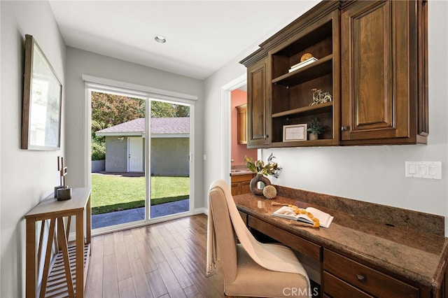 3016 Milagro Way, Fullerton, CA 92835 - office featuring built in desk, wood finished floors, baseboards, and recessed lighting