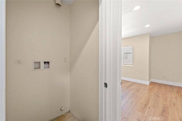 2101 W 76th St, Los Angeles, CA 90047 - washroom with washer hookup, wood finished floors, recessed lighting, and baseboards