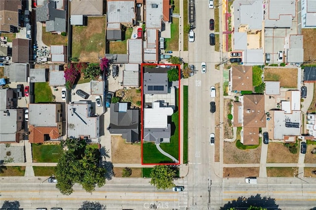 2101 W 76th St, Los Angeles, CA 90047 - aerial perspective of suburban area with property parcel outlined