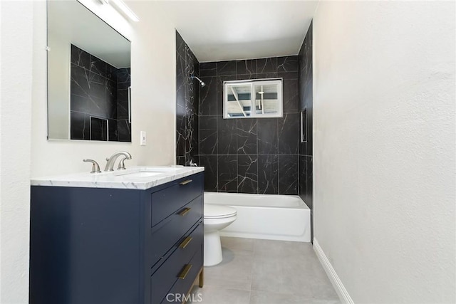 5951 Rose Ellen Ave Unit 29, Palms, CA 92277 - bathroom featuring toilet, vanity, washtub / shower combination, and baseboards