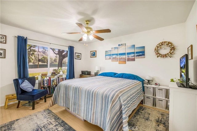 449 Heatherglen Ln, San Dimas, CA 91773 - bedroom featuring light wood-type flooring, a ceiling fan, and access to outside