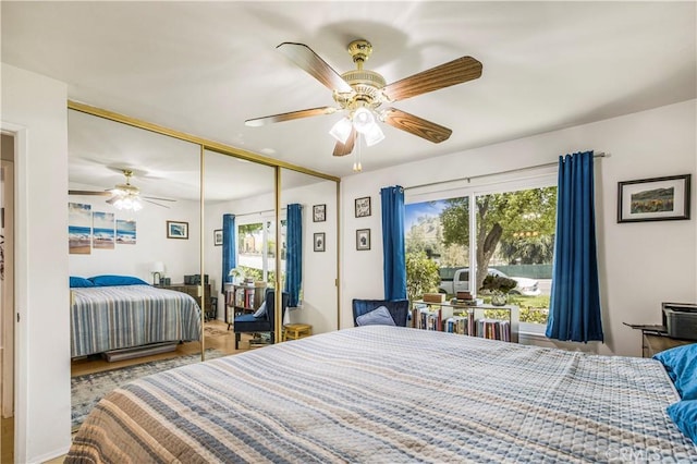 449 Heatherglen Ln, San Dimas, CA 91773 - bedroom with a closet, a ceiling fan, and wood finished floors