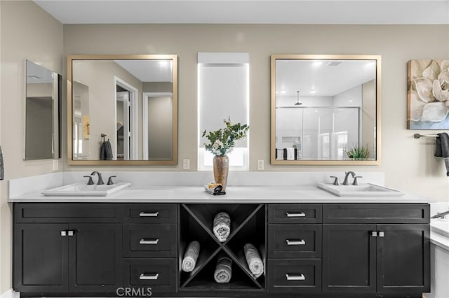 62 Pelican Ln, Irvine, CA 92618 - bathroom featuring double vanity and a stall shower
