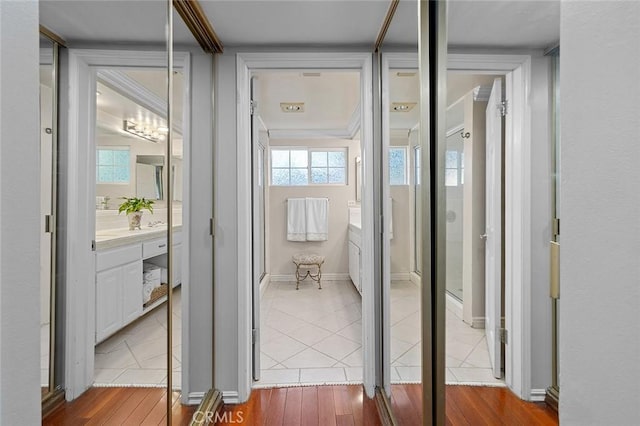 11180 Bertrand Ave, Granada Hills, CA 91344 - hall featuring wood finished floors