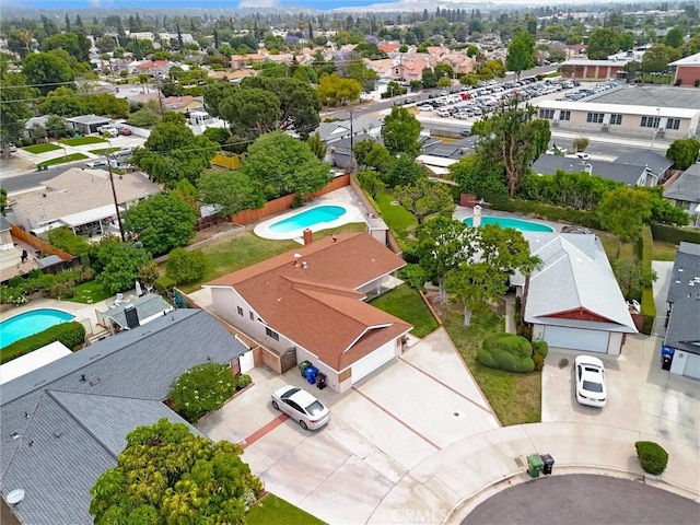 17415 Minnehaha St, Granada Hills, CA 91344 - aerial perspective of suburban area featuring a pool area