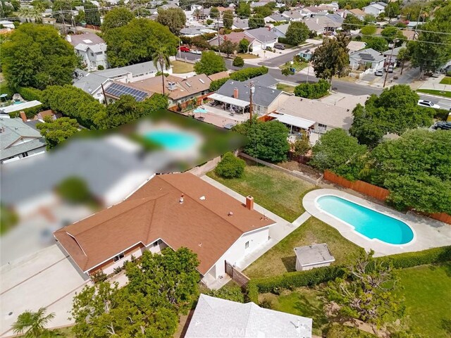 17415 Minnehaha St, Granada Hills, CA 91344 - aerial perspective of suburban area with a pool area