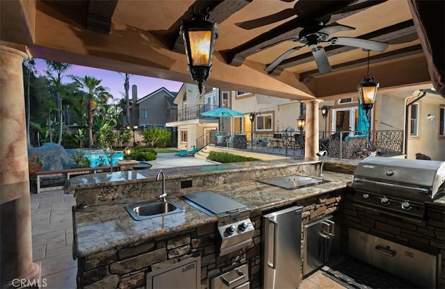27773 Hidden Trail Rd, Laguna Hills, CA 92653 - view of patio with a sink and a ceiling fan