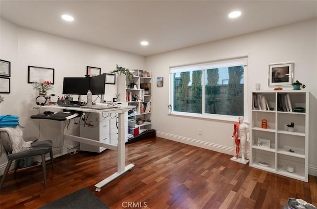 27773 Hidden Trail Rd, Laguna Hills, CA 92653 - home office featuring wood finished floors, baseboards, and recessed lighting