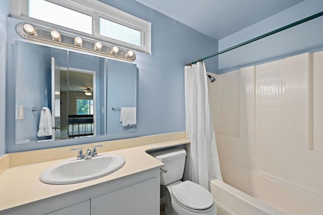 8468 Calle Morelos, San Diego, CA 92126 - full bath featuring shower / tub combo with curtain, toilet, and vanity