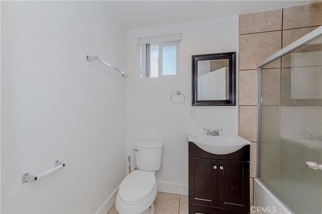 8711 Mckinley Pl, Los Angeles, CA 90002 - full bath with vanity, toilet, enclosed tub / shower combo, baseboards, and tile patterned flooring