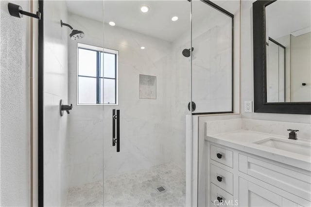 1814 Grant Ave Unit 7, Redondo Beach, CA 90278 - full bath with a marble finish shower, vanity, and recessed lighting