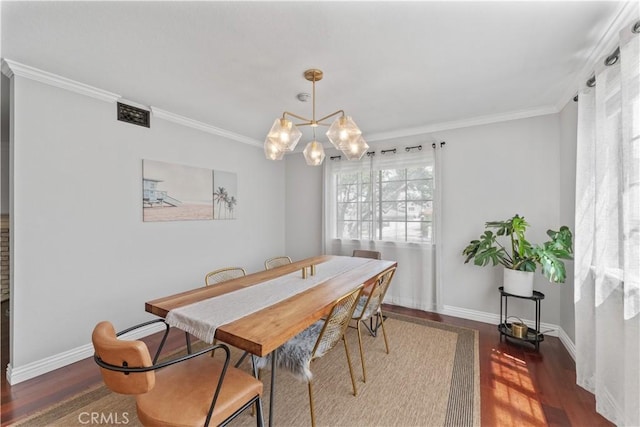 1814 Grant Ave Unit 7, Redondo Beach, CA 90278 - dining area featuring wood finished floors, ornamental molding, and a chandelier