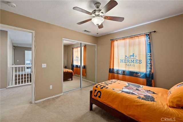 39243 Nicole Dr, Palmdale, CA 93551 - carpeted bedroom featuring a closet, baseboards, and a ceiling fan