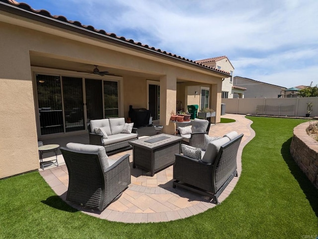 34885 Heartland Ln, Murrieta, CA 92563 - view of patio / terrace with outdoor lounge area and ceiling fan