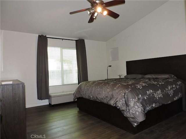 1326 Janes Way, Colton, CA 92324 - bedroom with lofted ceiling, wood finished floors, baseboards, and a ceiling fan