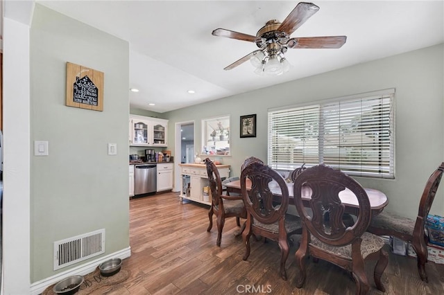 20554 Valerio St, Winnetka, CA 91306 - dining space featuring wood finished floors, recessed lighting, and ceiling fan