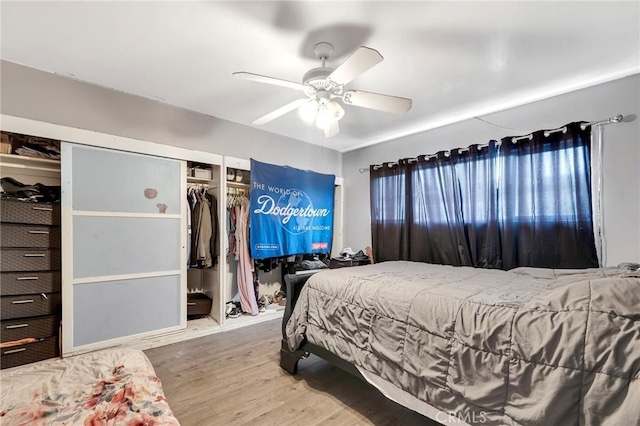 20554 Valerio St, Winnetka, CA 91306 - bedroom with wood finished floors, a closet, and a ceiling fan