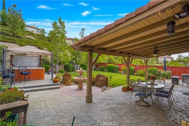 17334 Sierra Sunrise Ln, Canyon Country, CA 91387 - view of patio / terrace with a gazebo and outdoor dining space