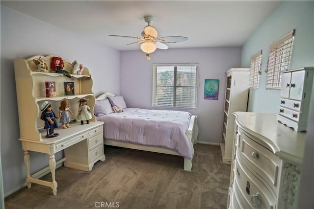 17334 Sierra Sunrise Ln, Canyon Country, CA 91387 - bedroom with carpet, a ceiling fan, and baseboards