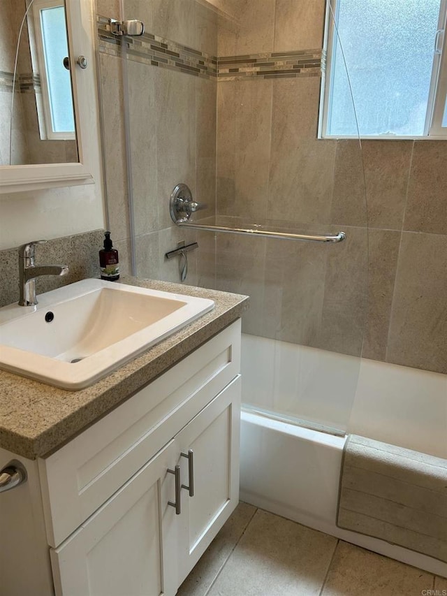 4349 Yale Ave, La Mesa, CA 91942 - bathroom with vanity,  shower combination, and tile patterned floors
