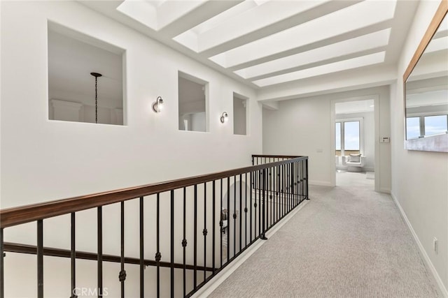 12 Via Avoria, Newport Coast, CA 92657 - corridor with carpet floors, baseboards, and an upstairs landing