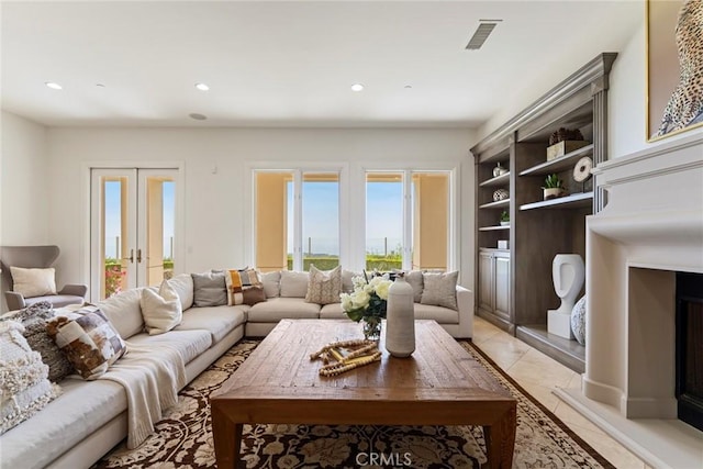 12 Via Avoria, Newport Coast, CA 92657 - living area featuring french doors, recessed lighting, and light tile patterned floors