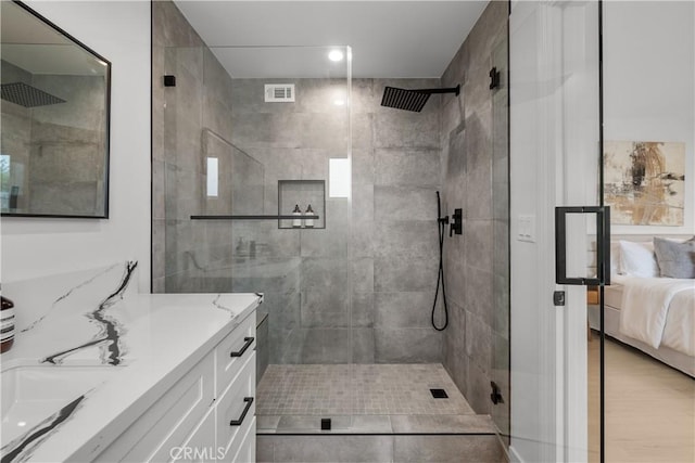 7061 Kester Ave Unit H, Van Nuys, CA 91405 - bathroom with ensuite bath, vanity, and a shower stall