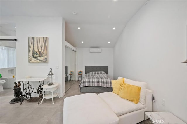 20955 De Mina St, Woodland Hills, CA 91364 - bedroom featuring a wall mounted air conditioner and recessed lighting