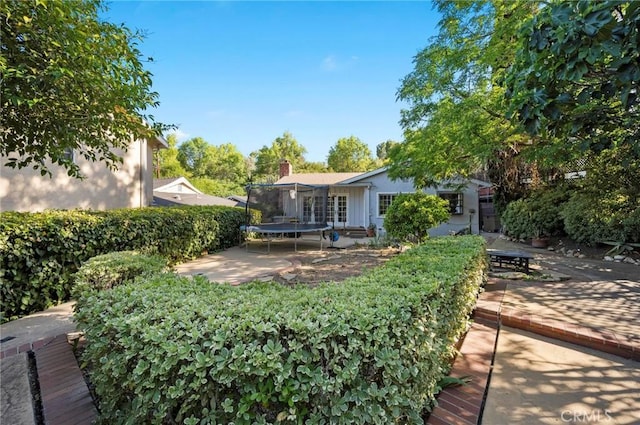 20955 De Mina St, Woodland Hills, CA 91364 - back of house featuring a trampoline and a chimney