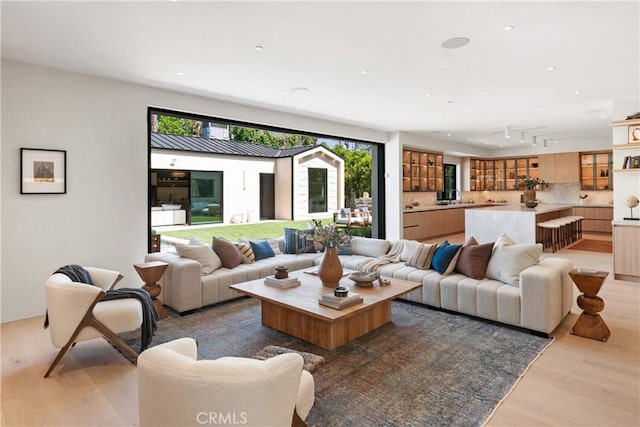 4314 Teesdale Ave, Studio City, CA 91604 - living room featuring light wood-style floors and recessed lighting