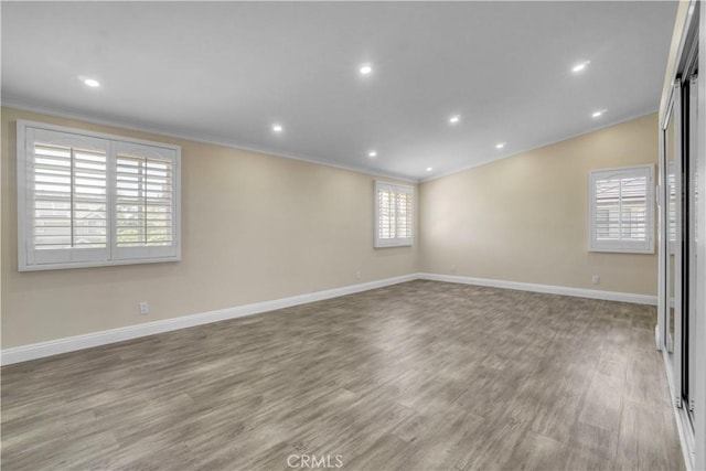 9455 Brandon Ct, Northridge, CA 91325 - unfurnished room featuring crown molding, wood finished floors, and recessed lighting