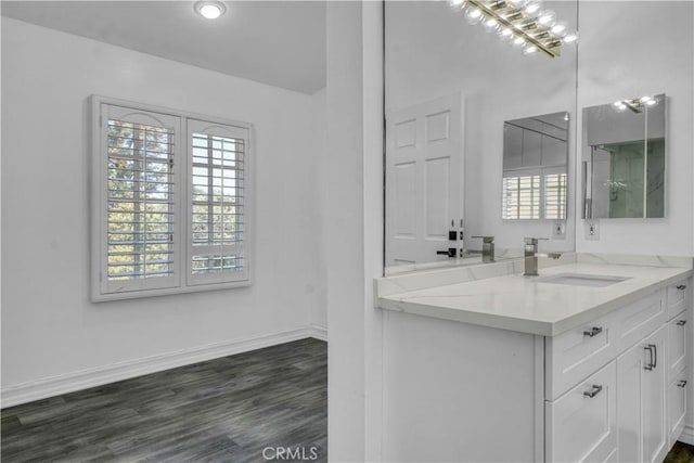 9455 Brandon Ct, Northridge, CA 91325 - bathroom with vanity and wood finished floors