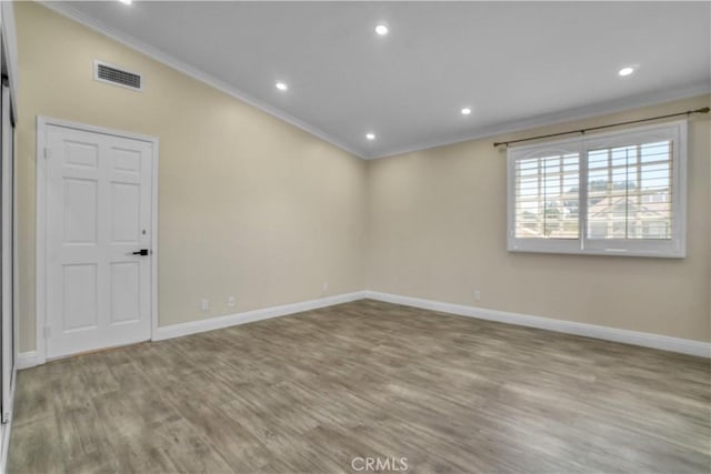 9455 Brandon Ct, Northridge, CA 91325 - unfurnished room featuring ornamental molding, wood finished floors, and recessed lighting
