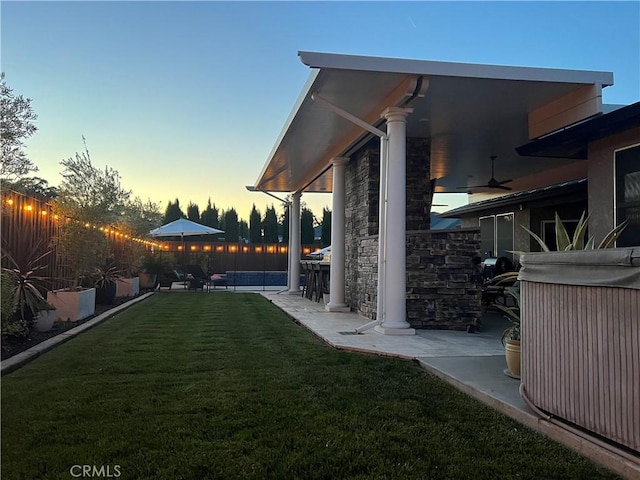 3471 Peerless Ln, Chico, CA 95973 - yard at dusk with a yard and a patio