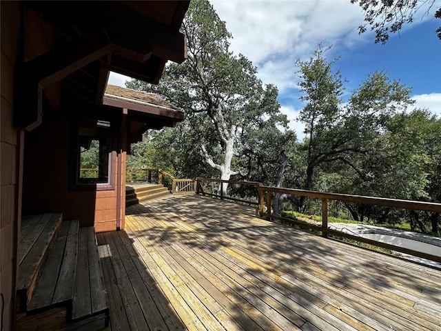 50771 Woodside Ln, Oakhurst, CA 93644 - deck featuring view of wooded area