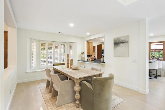 233233A Cole Ranch Rd, Encinitas, CA 92024 - dining space with light wood-style flooring, baseboards, and recessed lighting
