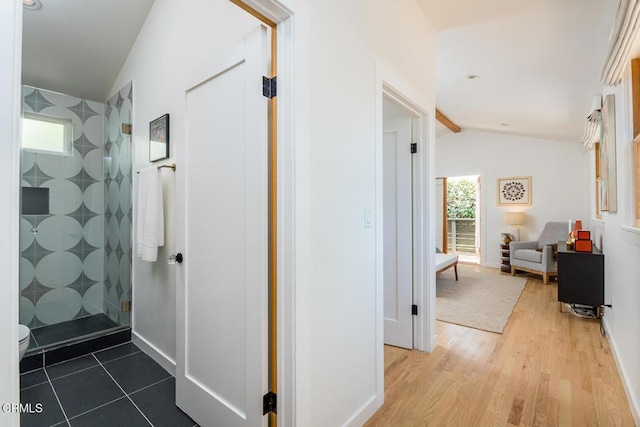 1828 Woodrow Ave, Los Angeles, CA 90041 - hallway featuring lofted ceiling and wood finished floors