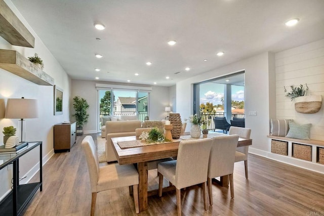 800 Grand Ave Unit 205, Carlsbad, CA 92008 - dining space with wood finished floors, baseboards, and recessed lighting